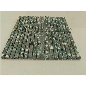 Green Terrazzo Flute Concave Mosaic Tile
