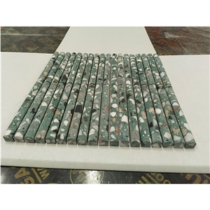 Green Terrazzo Flute Concave Mosaic Tile