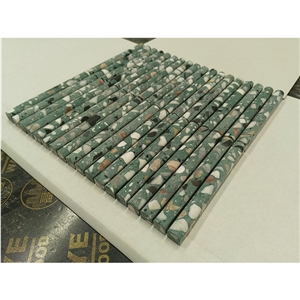 Green Terrazzo Flute Concave Mosaic Tile