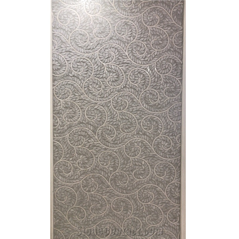 Bianco Carrara White Leaf Pattern Daisy Flower Art Mosaic