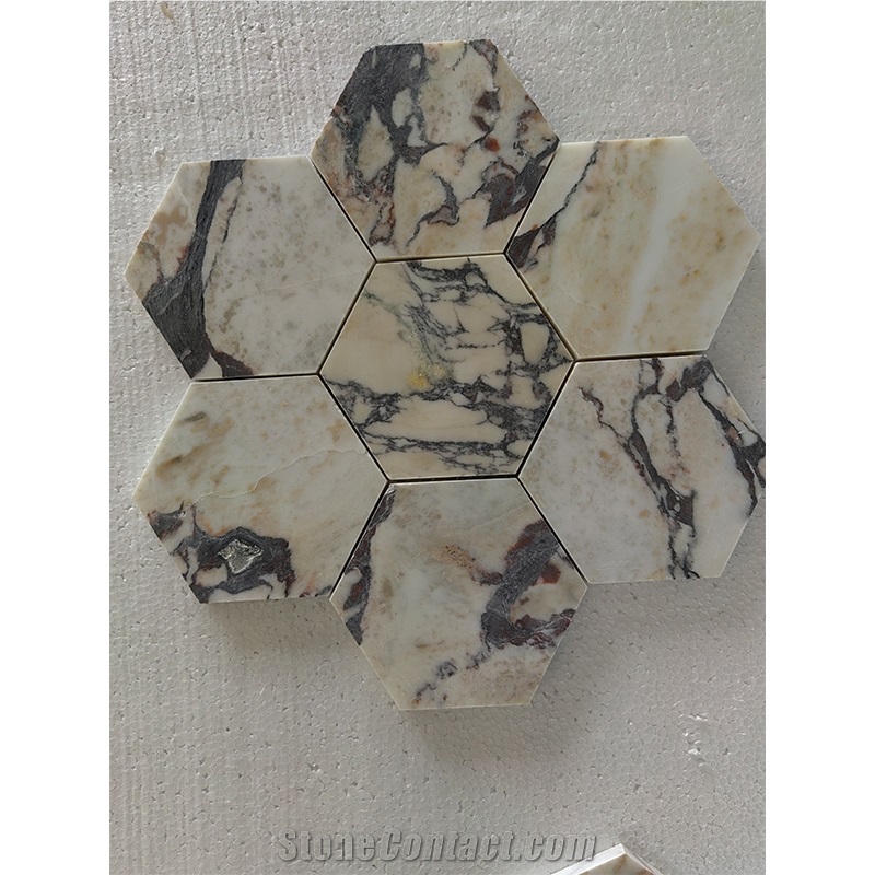 Bvlgari Marble Calacatta Viola Honed Hexagon Mosaic Tiles