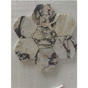 Bvlgari Marble Calacatta Viola Honed Hexagon Mosaic Tiles