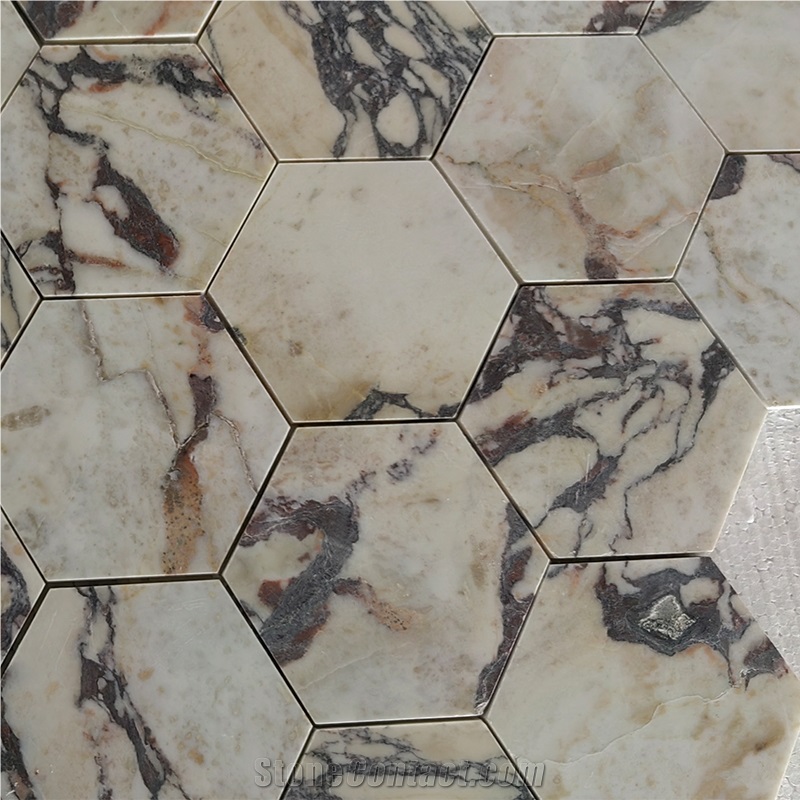 Bvlgari Marble Calacatta Viola Honed Hexagon Mosaic Tiles