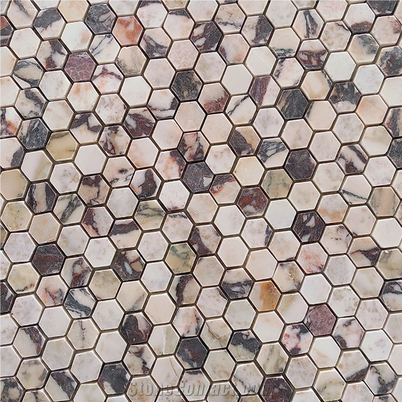 Bvlgari Marble Calacatta Viola Honed Hexagon Mosaic Tiles
