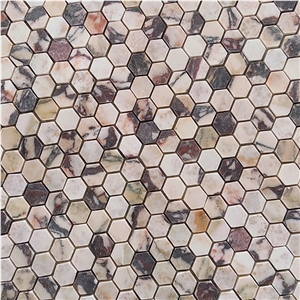 Bvlgari Marble Calacatta Viola Honed Hexagon Mosaic Tiles