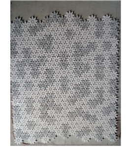 Carrara White Marble Daisy Flower Mosaic Art Tiles