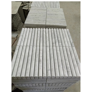 Carrara White Marble Honed 3D Flute Mosaic Tiles Carrara White Marble Honed 3D Flute Mosaic Tiles