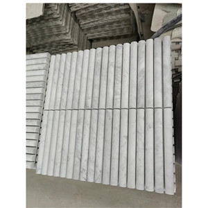 Carrara White Marble Honed 3D Flute Mosaic Tiles