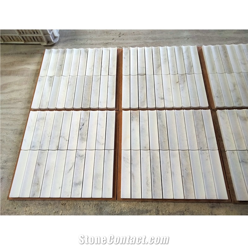 China White Marble Concave Mosaics For Wall Tile