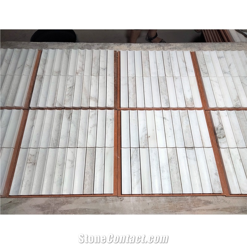 China White Marble Concave Mosaics For Wall Tile