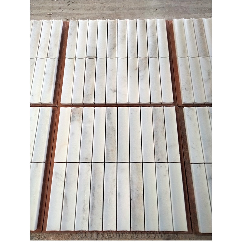 China White Marble Concave Mosaics For Wall Tile
