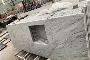 Custom Carrara White Marble Kitchen Countertop For Hotel