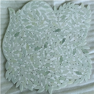 Decorative Art Mosaic Ming Green Marble Leaf Pattern
