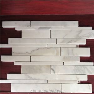 Italian Calacatta Gold Marble Large Linear Mosaic Wall Tile