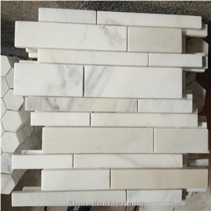 Italian Calacatta Gold Marble Large Linear Mosaic Wall Tile