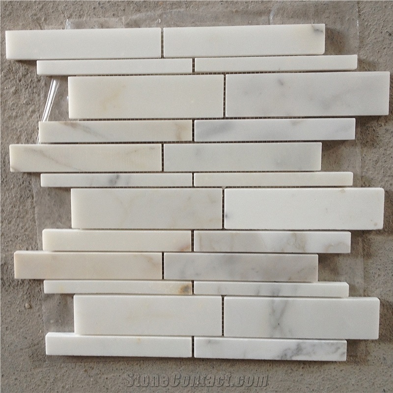 Italian Calacatta Gold Marble Large Linear Mosaic Wall Tile