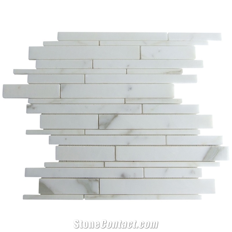 Italian Calacatta Gold Marble Large Linear Mosaic Wall Tile
