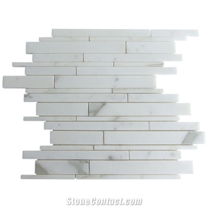 Italian Calacatta Gold Marble Large Linear Mosaic Wall Tile