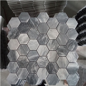 Italy Grey Marble Bardiglio Nuvolato Hexagon Wall Mosaics