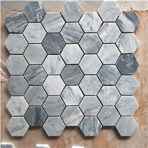 Italy Grey Marble Bardiglio Nuvolato Hexagon Wall Mosaics