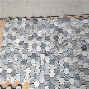 Italy Grey Marble Bardiglio Nuvolato Hexagon Wall Mosaics