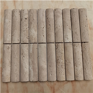Ivory Travertine 3D Flute Mosaic Wall Tile