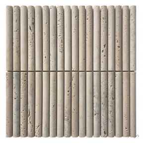 Ivory Travertine 3D Flute Mosaic Wall Tile