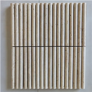 Ivory Travertine 3D Flute Mosaic Wall Tile
