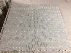 Light Blue Marble Azul Celeste Basketweave Mosaic Tiles