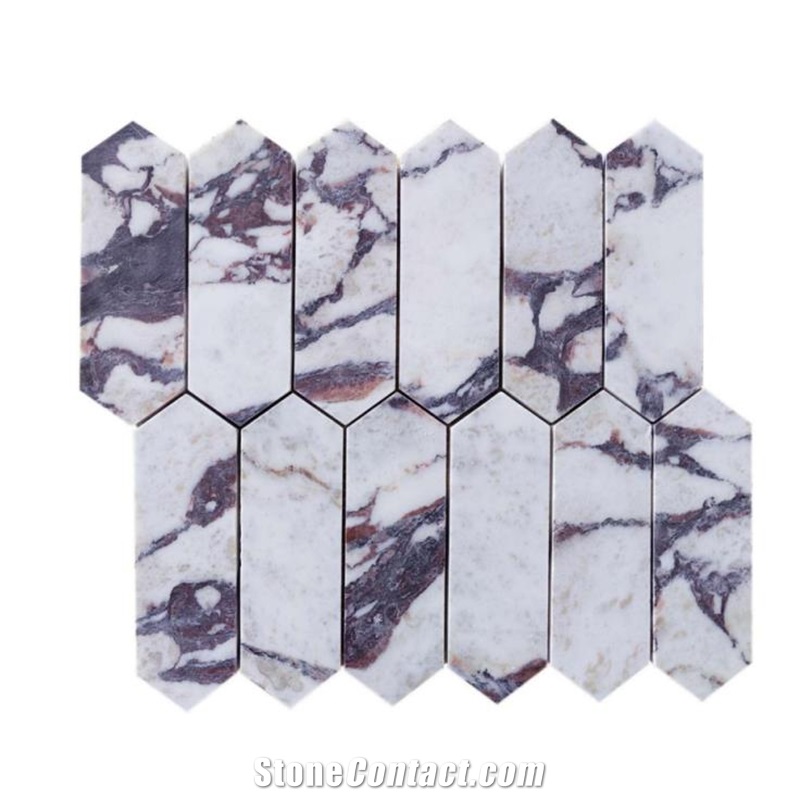 Lilac Calacatta Viola Marble Honed Picket Mosaics