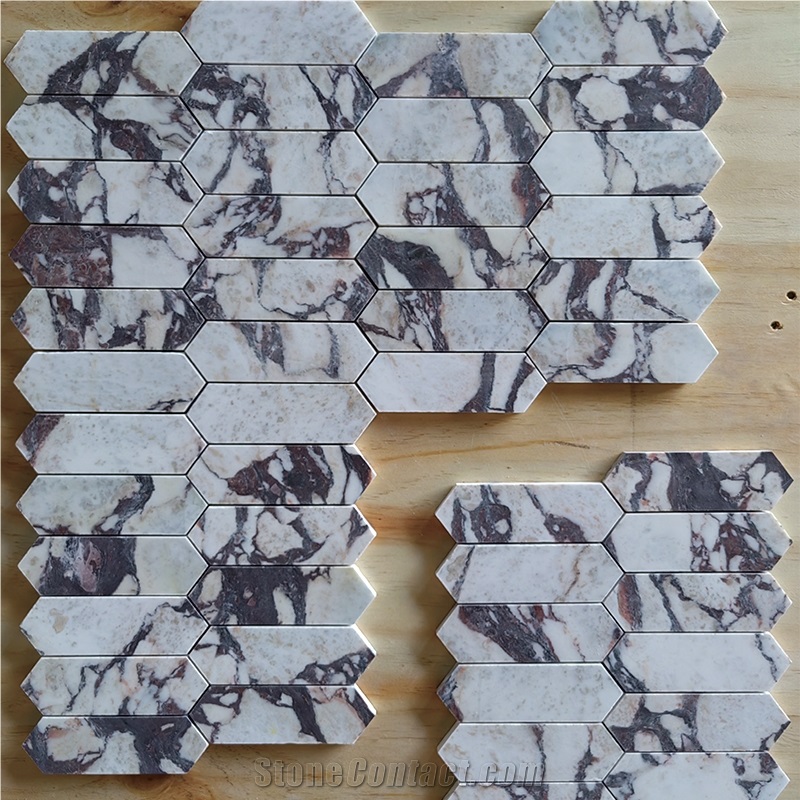 Lilac Calacatta Viola Marble Honed Picket Mosaics