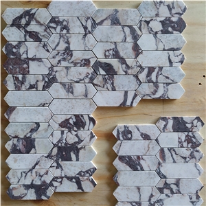 Lilac Calacatta Viola Marble Honed Picket Mosaics