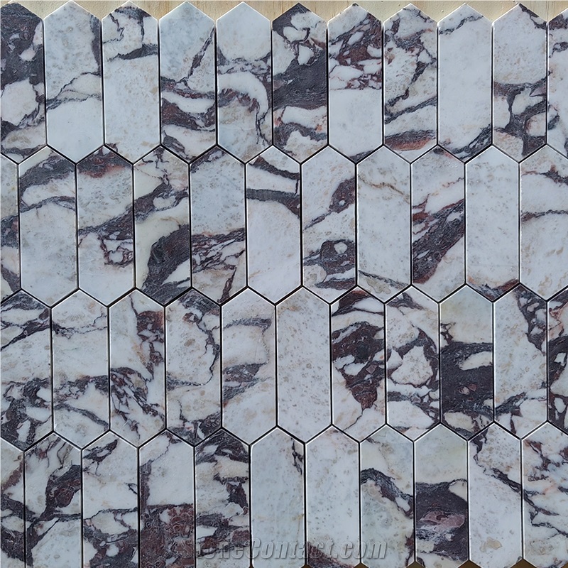 Lilac Calacatta Viola Marble Honed Picket Mosaics