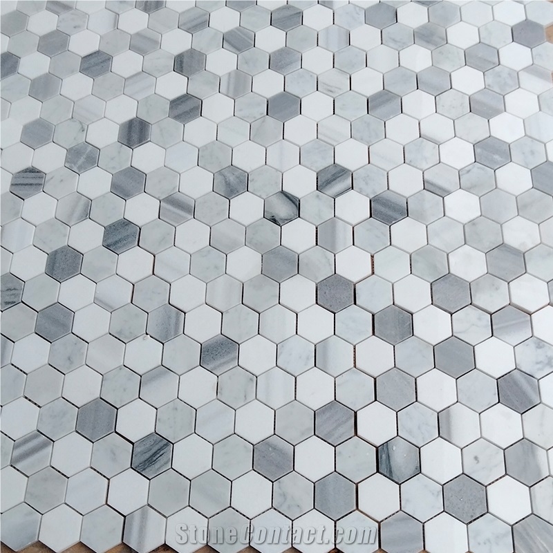 Marmara White Marble Hexagon Mosaic Honed Tiles