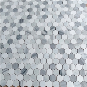 Marmara White Marble Hexagon Mosaic Honed Tiles