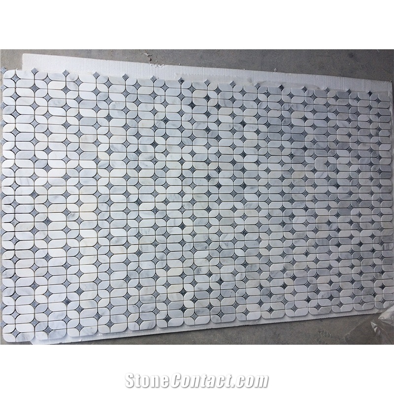 Oriental White With Grey Marble Unique Design Wall Mosaic