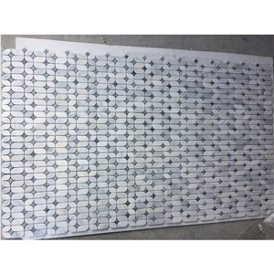 Oriental White With Grey Marble Unique Design Wall Mosaic