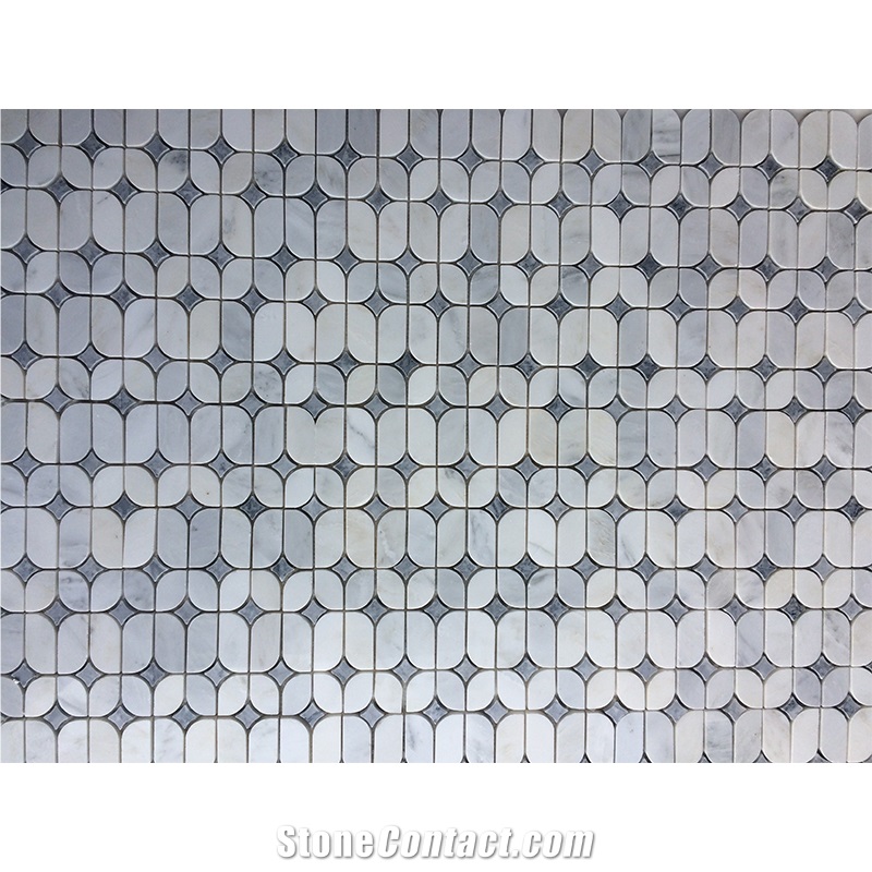 Oriental White With Grey Marble Unique Design Wall Mosaic