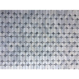 Oriental White With Grey Marble Unique Design Wall Mosaic