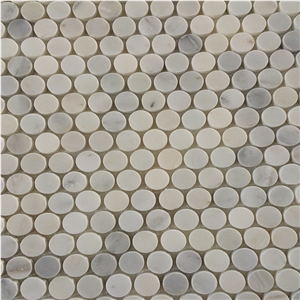Oritenal White/Asian Carrara Marble Penny Rounds Mosaic