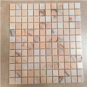Pink Marble Square Pattern Field Floor Wall Mosaic