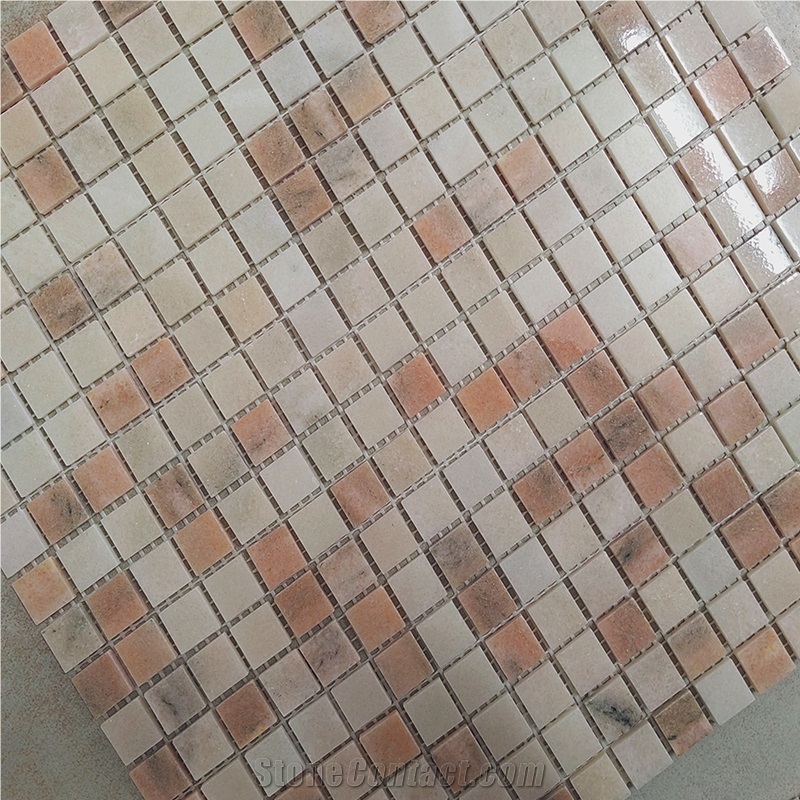 Pink Marble Square Pattern Field Floor Wall Mosaic