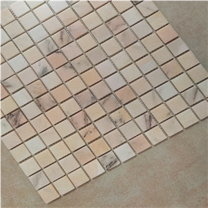 Pink Marble Square Pattern Field Floor Wall Mosaic