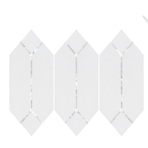 Pure White Thassos Marble And Shell Picket Mosaic Tile Pure White Thassos Marble And Shell Picket Mosaic Tile