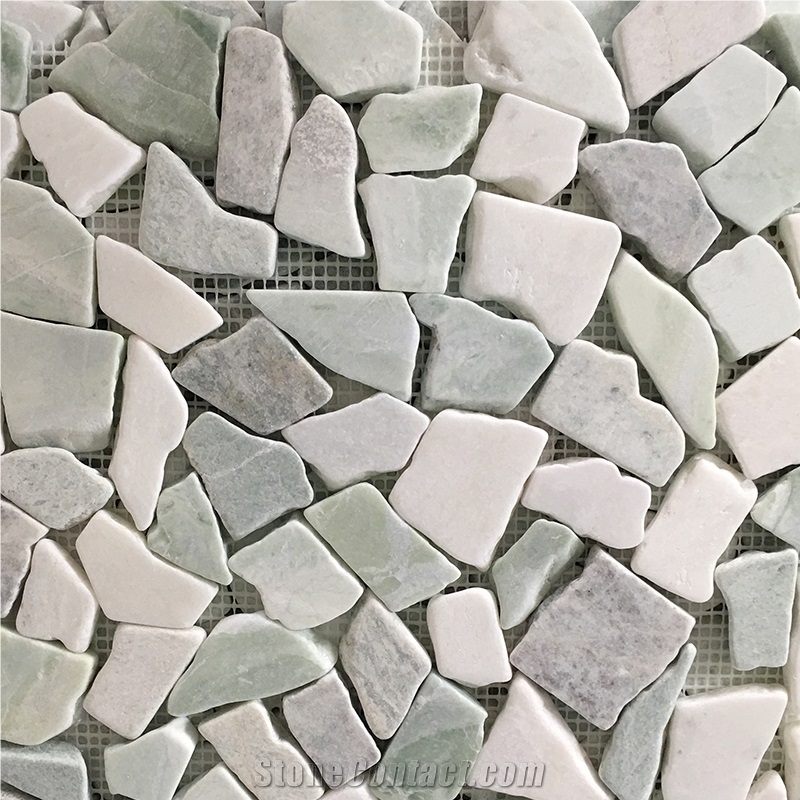 Tri-Blended Marble Tumbled Irregular Chip Mosaic