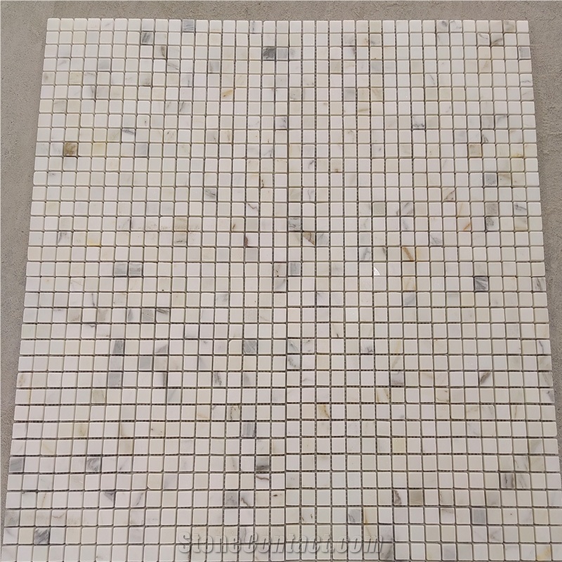 White Marble Calacatta Square Field Mosaic Bathroom Tile