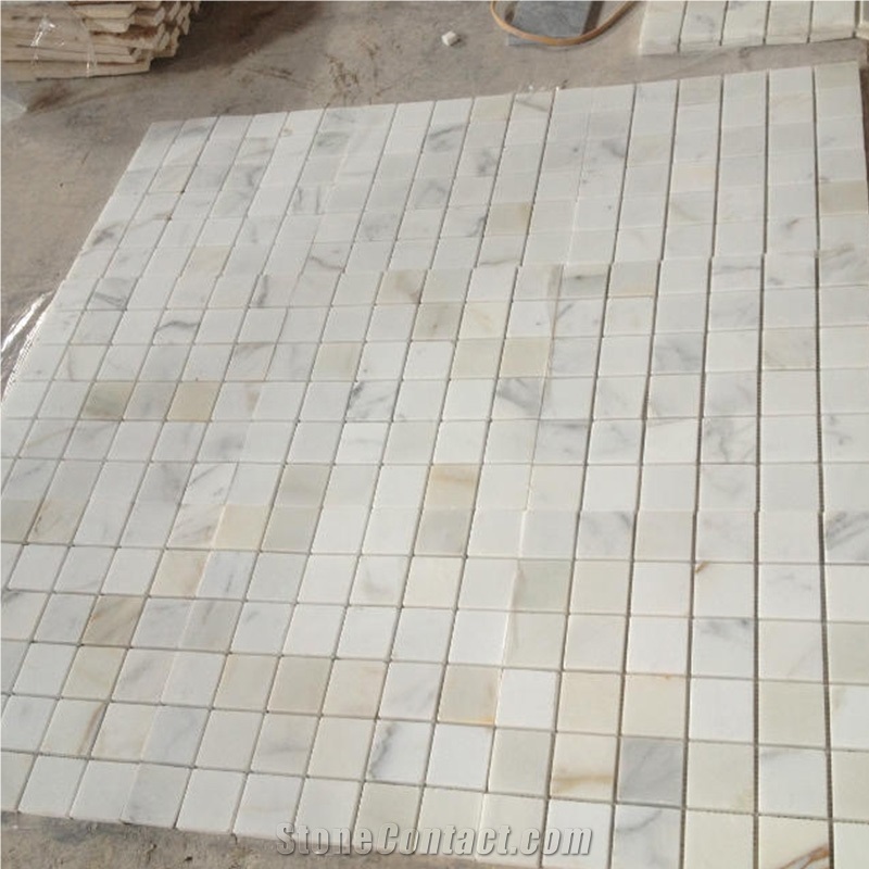 White Marble Calacatta Square Field Mosaic Bathroom Tile