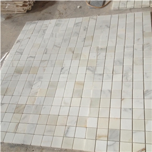White Marble Calacatta Square Field Mosaic Bathroom Tile
