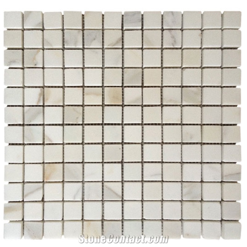 White Marble Calacatta Square Field Mosaic Bathroom Tile