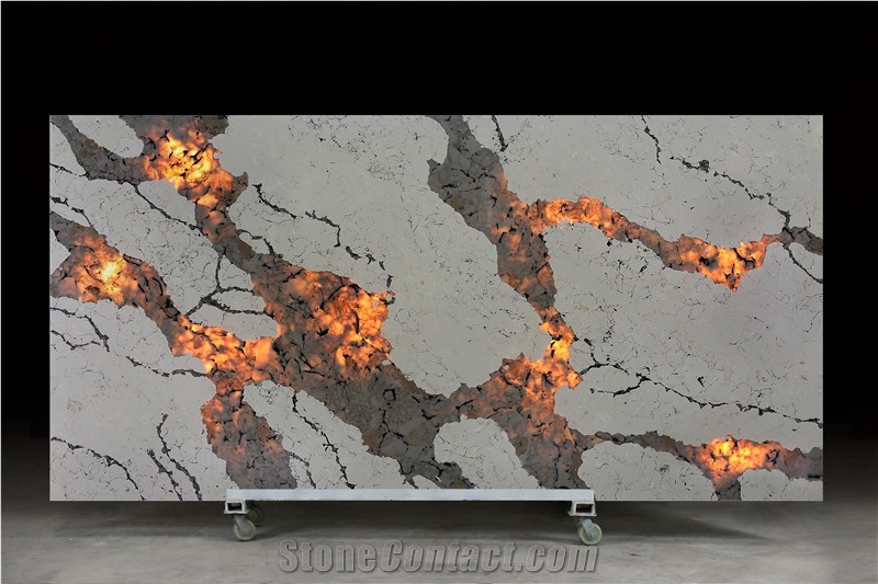 Natural Stone-Look Backlit Quartz Slab Tile Engineered Stone